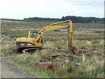 NY7277 : Forest machinery near Felicia Crags, Wark Forest by Oliver Dixon