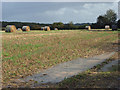 Stubble and bales near Bytham Farm