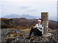 NM4684 : Trig point on An Sgurr looking towards Rum by Dumgoyach