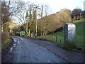 Telephone box on junction below the Mynydd Du Valley