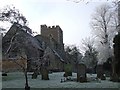 SP9019 : Mentmore Church and frosty trees by Rob Farrow