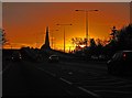 SU3813 : Millbrook flyover & church at sunrise by Simon Barnes