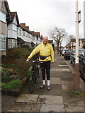 TQ2081 : Cyclist, Cloister Road, North Acton by Barbara Hawgood