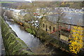 Hebden Water and rear of properties along Valley Road, Hebden Bridge