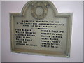 Memorial Plaque inside Grimsby Baptist Church