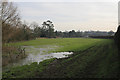 Looking across water meadows to Cheriton from Wayfarer