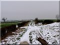 Muddy track covered with snow