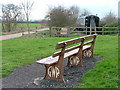 SP1751 : GWR bench by cafe on greenway by Mike Graham