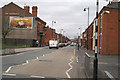 Looking East up Darlington Street East, from below Leigh Street