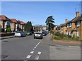 Corner Devonshire Road with Uxbridge Road in distance, Hatch End