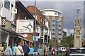 Kenilworth street scene and clock tower looking northwest