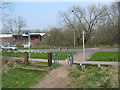 Signposts for Trans Pennine Trail crossing B6082