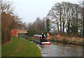 Canal boat approaching Steer Bridge