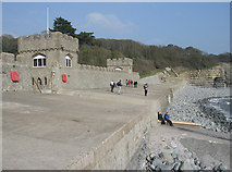 SS9367 : Sea Wall at St.Donat's Castle, Vale of Glamorgan. by Peter Wasp