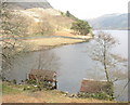 Boathouses at the lower end of Llyn Gwynant