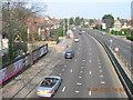 North Circular Road, London NW11 from the Northern Line Footbridge