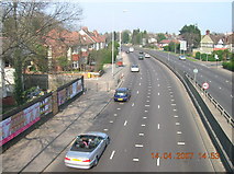 TQ2388 : North Circular Road, London NW11 from the Northern Line Footbridge by Robin Sones