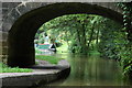 Boat through bridge on the Caldon Canal