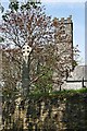 SX3164 : Stone Cross and Church by Tony Atkin
