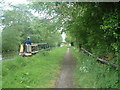 Canal boat approaching Fradley Bridge