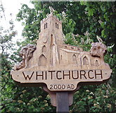 SP8020 : Village sign, "Whitchurch 2000 AD" by David Hawgood