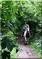 Rider using the Bridleway near  Iverley