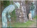 Statues of Lime Kiln workers, Goetre Wharf outdoor museum.