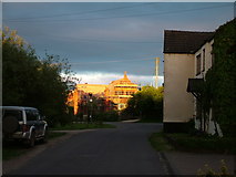 SJ5236 : Evening sun on Hollinwood chapel by Mike Peile