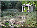 Downhall Country House Hotel - the disused summerhouse at the head of the lake