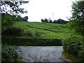 Road to Maes-mawr, junction and steep hillside