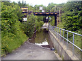 SK5363 : Railway bridge next to works by James Hill