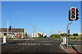 Traffic lights on road junction at Chickerell