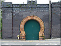 Ornate garage(?) door at Machynlleth