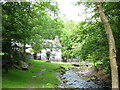 Cottages and footbridge over Nant y Pandy