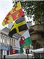 Flying the Flags - a display of patriotism on a market stall