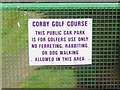 Corby Golf Course sign