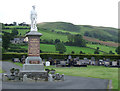 War Memorial and Elenydd Hills, Llanddewi-Brefi, Ceredigion