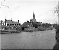 SU4996 : Abingdon: Riverside with 'Old Anchor Inn' and St. Helens Church by Dr Neil Clifton