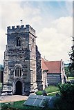 ST9806 : Witchampton parish church: tower detail by Chris Downer