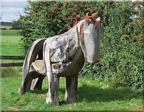 SJ6352 : Canalside Horse Sculpture, by Nantwich Basin, Cheshire by Roger  D Kidd
