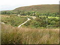 Road to a remote farm on the slopes of Mynydd Llwytgoed