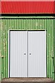 NR6909 : Door at Southend Village Hall by Patrick Mackie