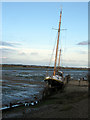 Yacht at a small quay on Landermere Creek