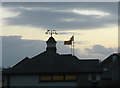 An unusual weather vane on the Public Toilets on Y Maes