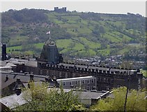 SK3060 : Matlock - County Offices rooftop from Cobden Road jitty by Dave Bevis