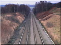 The Newcastle to Carlisle railway line at West Morralee (looking west)