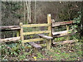 Stile on footpath into Rabbit Warren Plantation