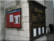 TQ3281 : Notices at St Giles by Basher Eyre