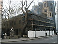 Scaffolding around historic church