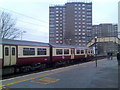 Dalmuir station and highrise flats